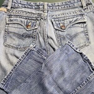 Vintage Cruel Girl Blue Denim Jeans with Gold Stitching